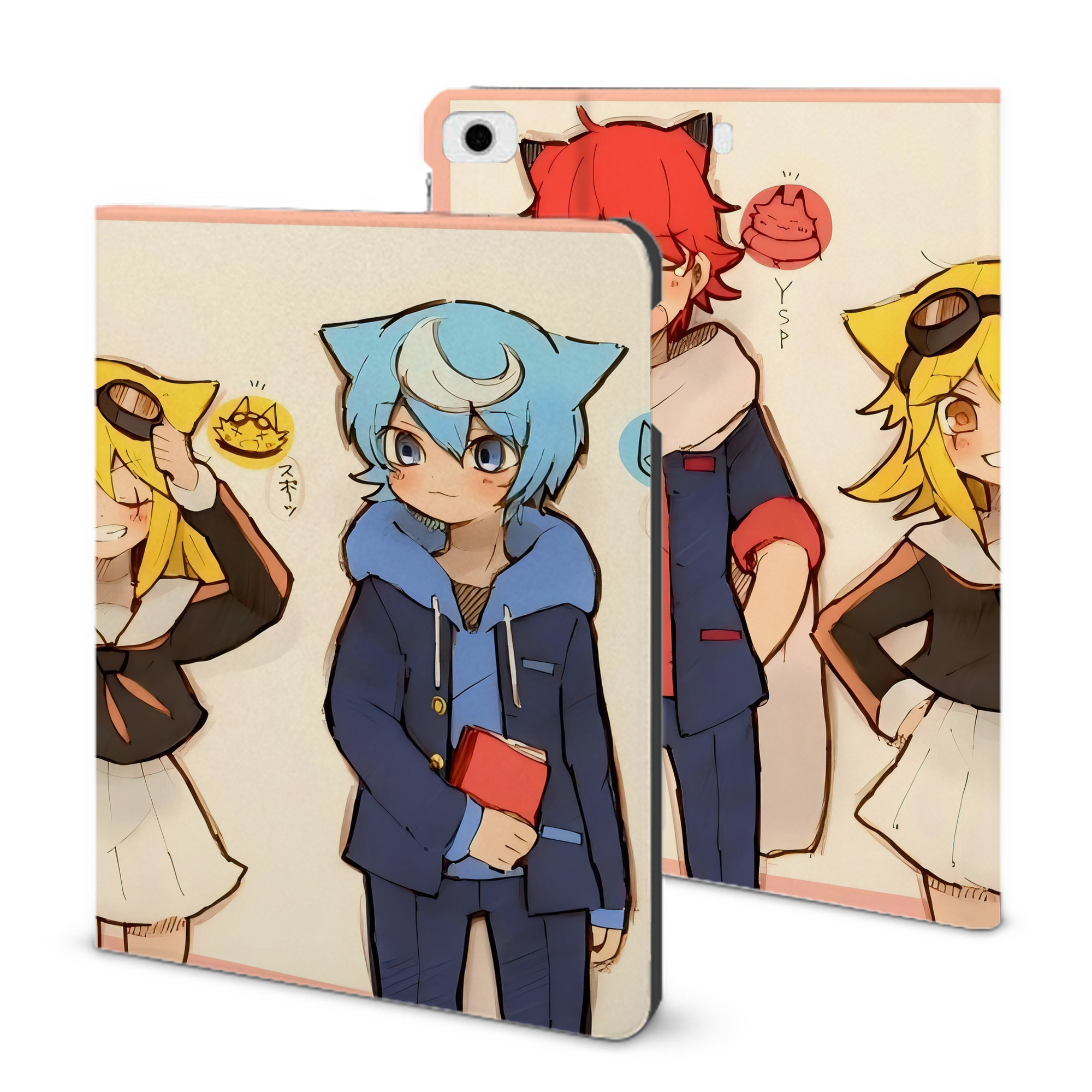 （画像用） 妖怪ウォッチ Yo-kai Watch IPad ケース ブック型 PUレザー TPU 耐衝撃 軽量 薄型 ペン収納なし 全面保護 IPad 各モデル対応